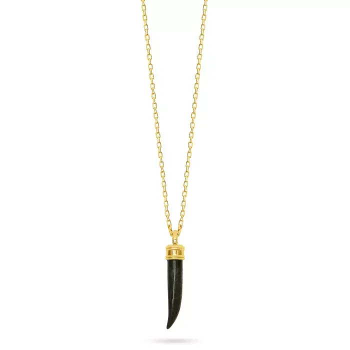 Tusk Pendant Necklace - Indian Agate