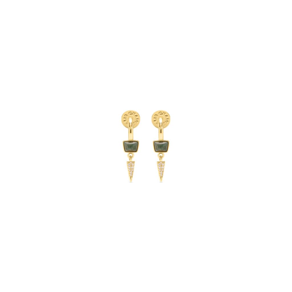 Dagger Huggies Earrings - Indian Agate