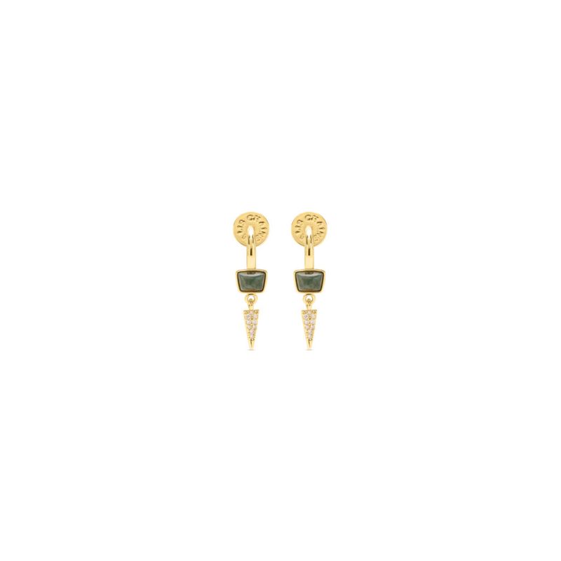 Dagger Huggies Earrings - Indian Agate