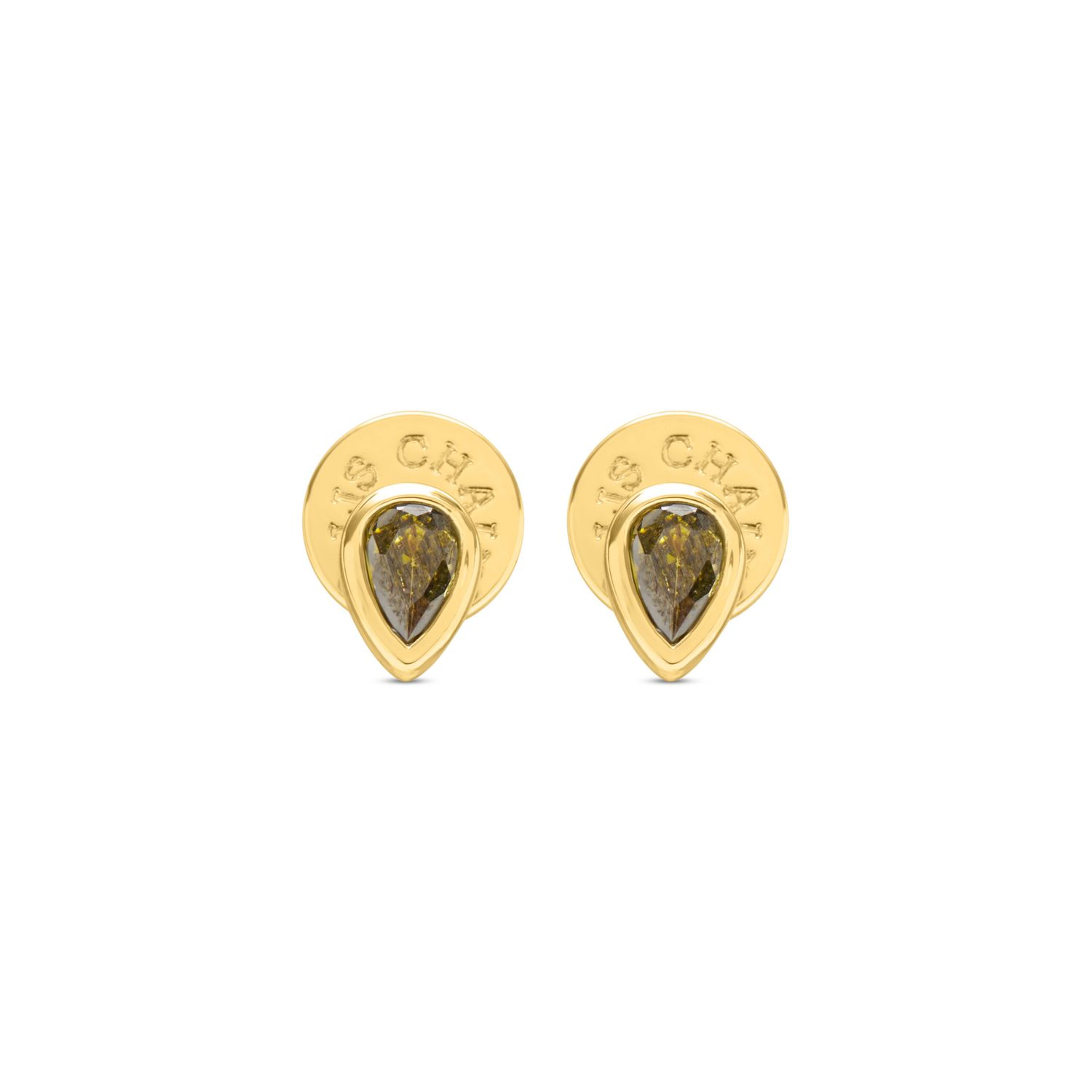 Pear Drop Studs Mini - Olive