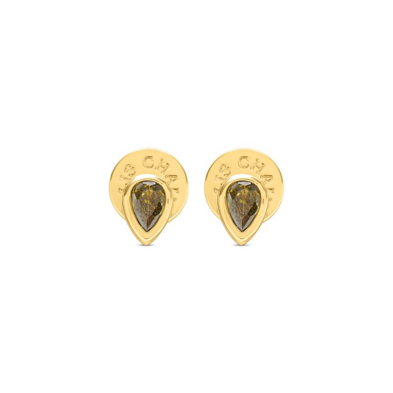 Pear Drop Studs Mini - Olive