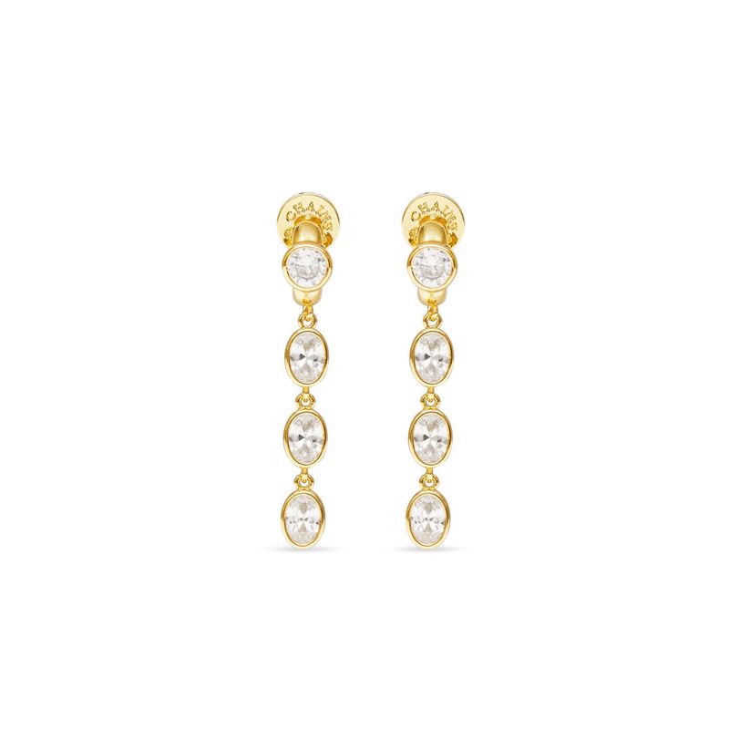 Cubic Zirconia Three Drop Earrings
