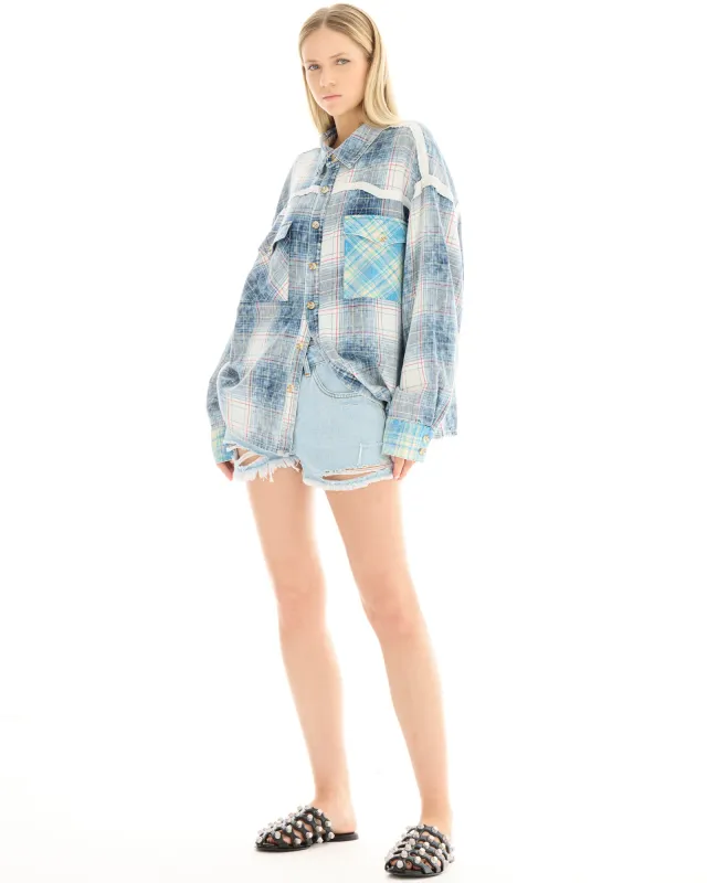 Patchwork Western Flannel Shirt