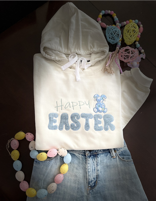 Easter Embroidered applique Hooded Sweatshirt