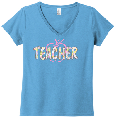 Easter Teacher Ladies V Neck