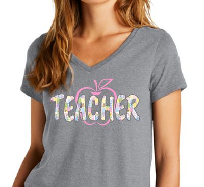 Easter Teacher Ladies V Neck