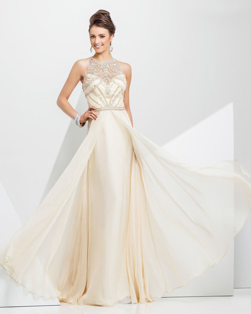 Tony Bowls Prom Dress 115716 Champagne Size 6