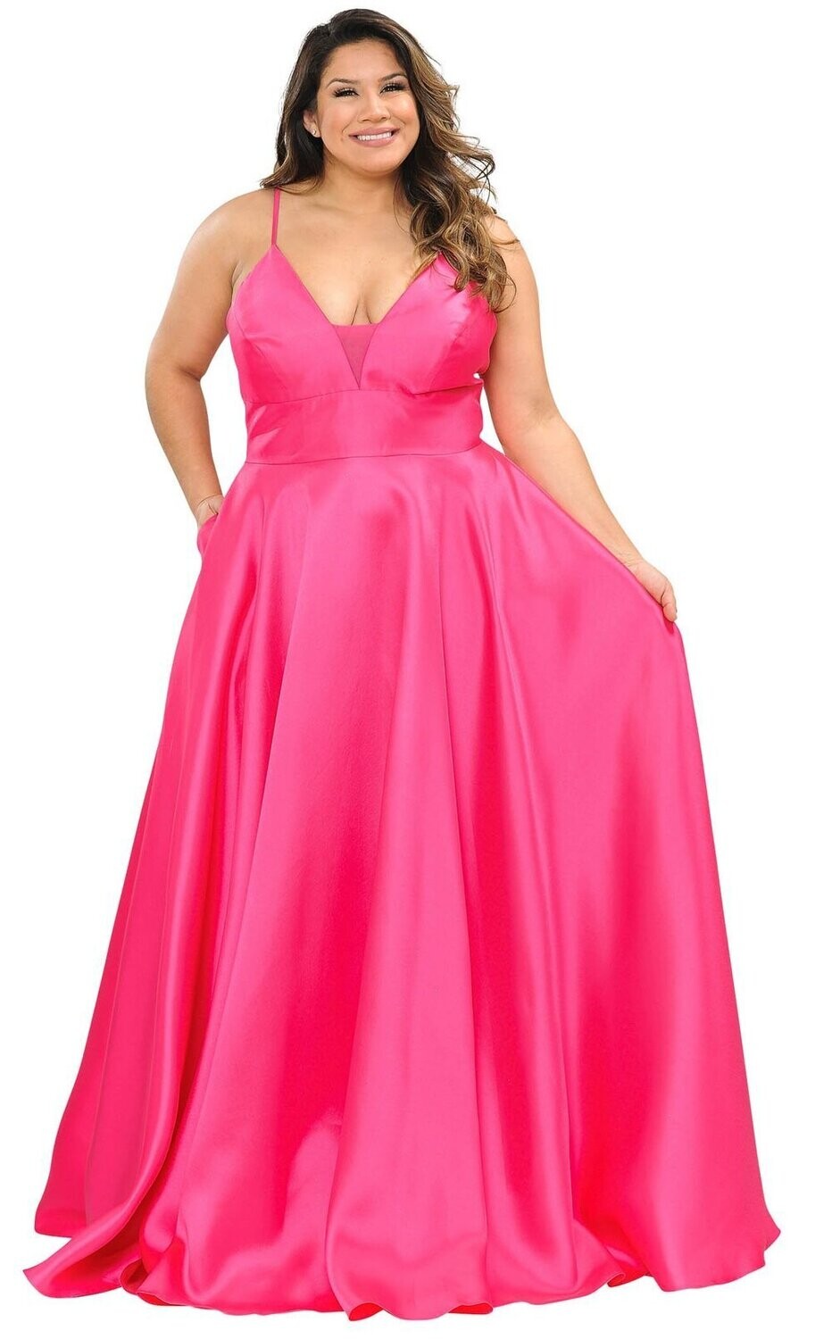 Poly USA Dress W1070 Fuchsia Size 24W