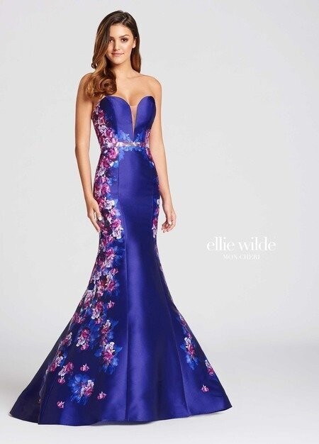 Ellie Wilde Dress 118005 Royal/Multi Size 10