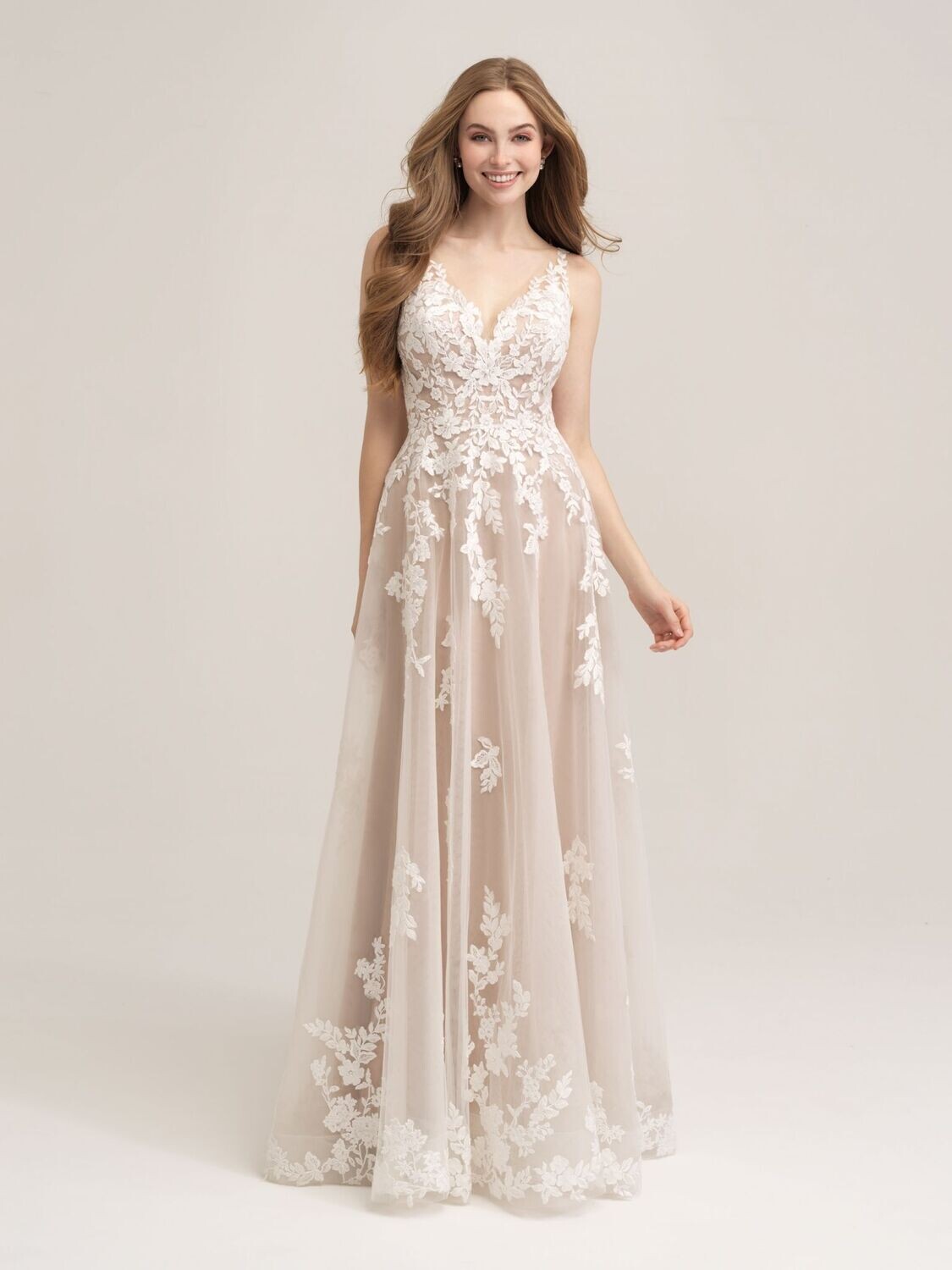 Allure Romance Dress 3457 Honey/Champ./Ivory/Nude Size 12