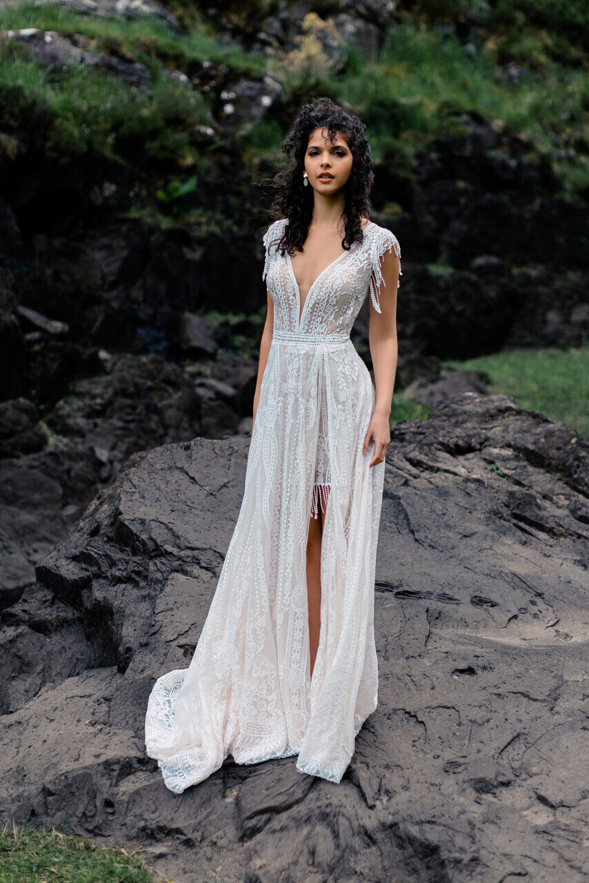 Wilderly Bride Dress F280 Shania Nude/Mocha/Ivory/Nude Size 10