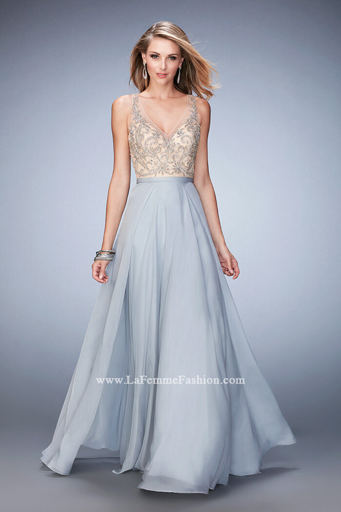 La Femme Dress 22517 Silver Size 12