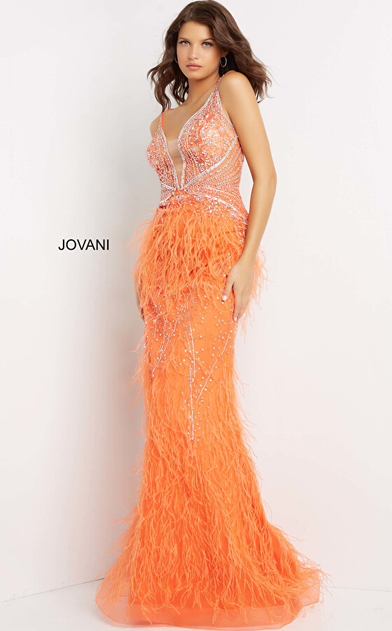 Jovani Dress 03023 Orange Size 8