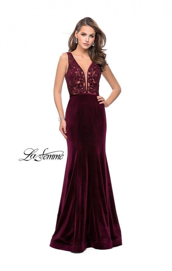 La Femme Dress 25824 Wine Size 14