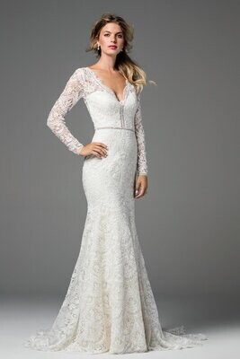 Wtoo by Watters Dress 18117 Anastasia Ivory/Nude Size 14