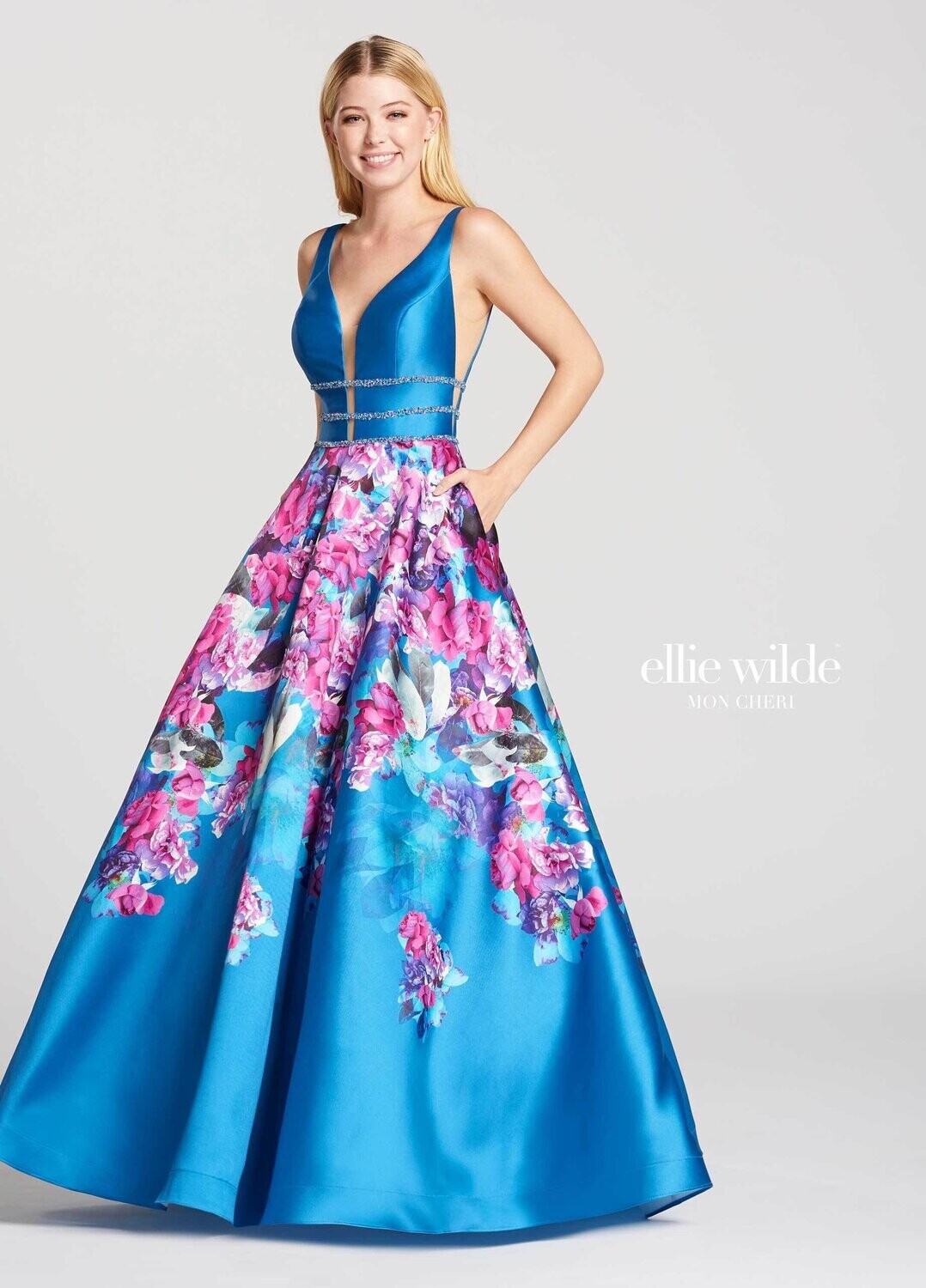 Ellie Wilde Dress 118006 Teal/Multi Size 8