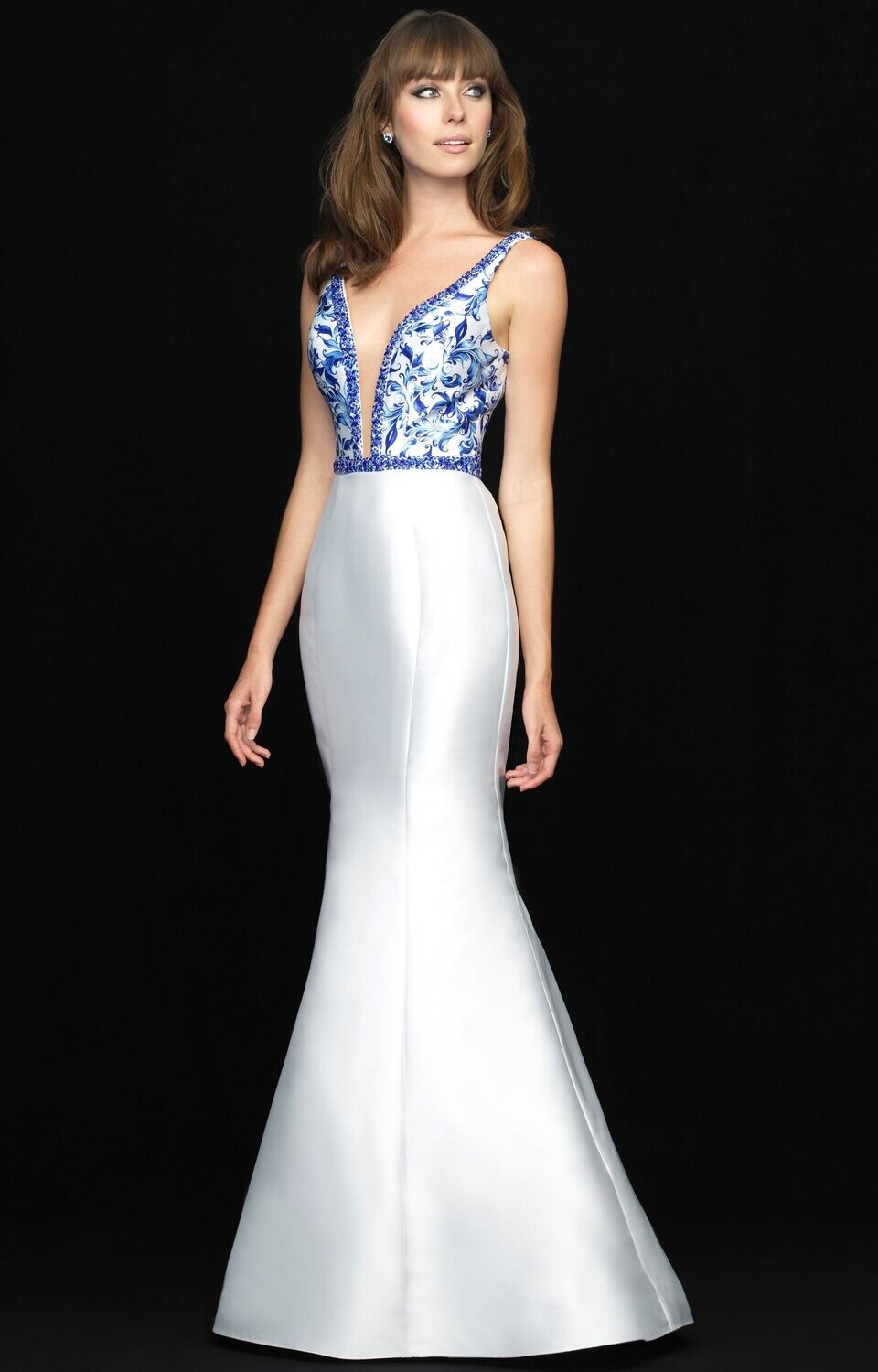 Madison James Dress 18-727 Royal/White Size 6