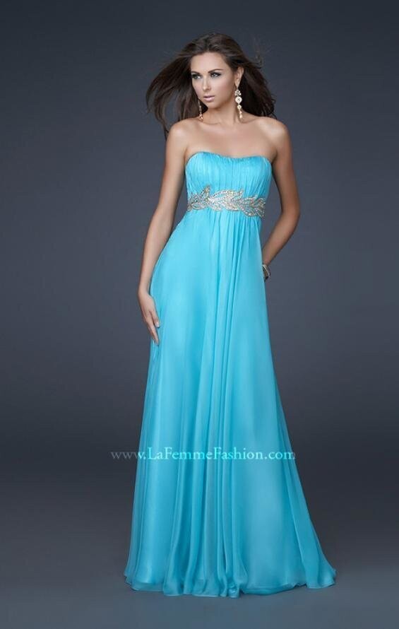 La Femme Dress 15986 Light Lime/Gold Size 6