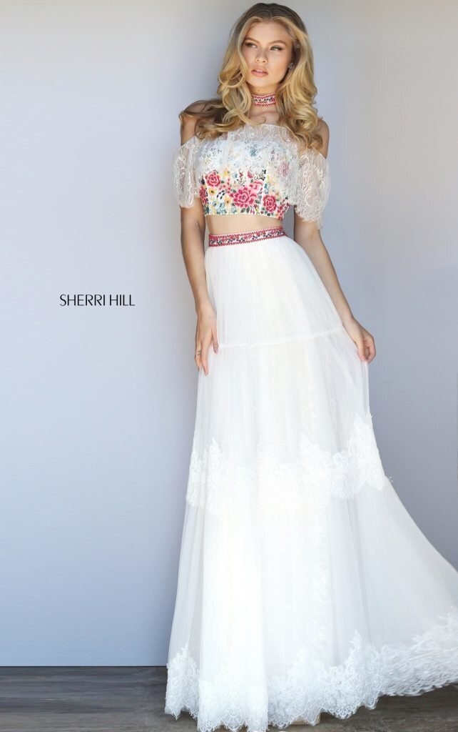 Sherri Hill Dress 51022 Ivory/Multi Size 4,8
