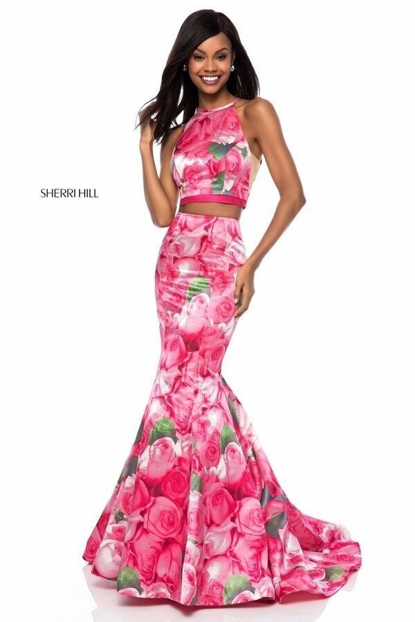Sherri Hill Dress 52000 Pink/Print Size 10