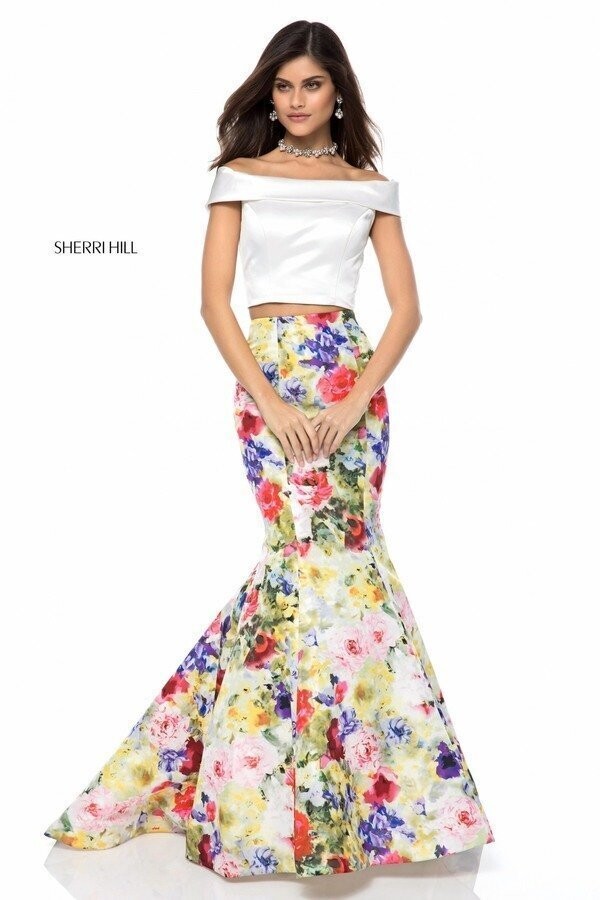 Sherri Hill Dress 52005 Ivory/Print Size 4