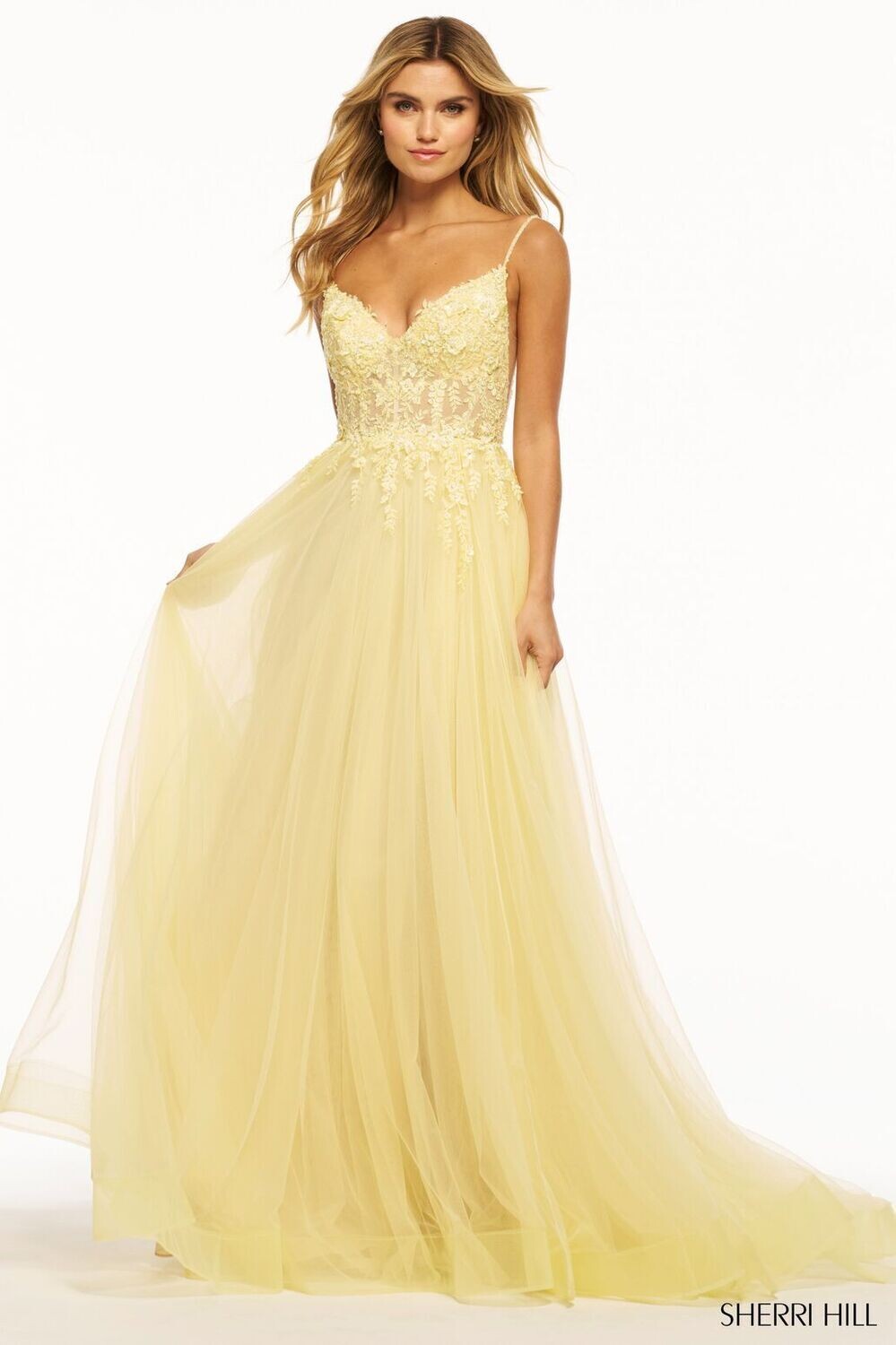 Sherri Hill Dress 55998 Yellow Size 0
