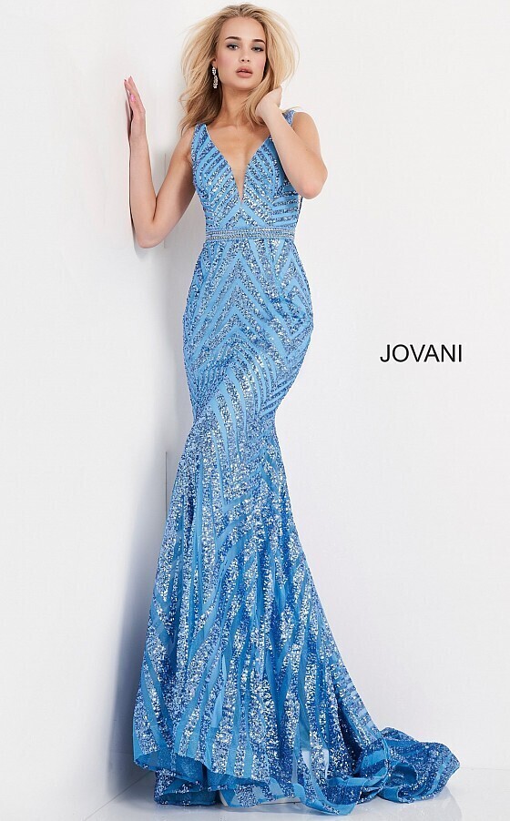 Jovani Dress 03570 Light Blue Size 10