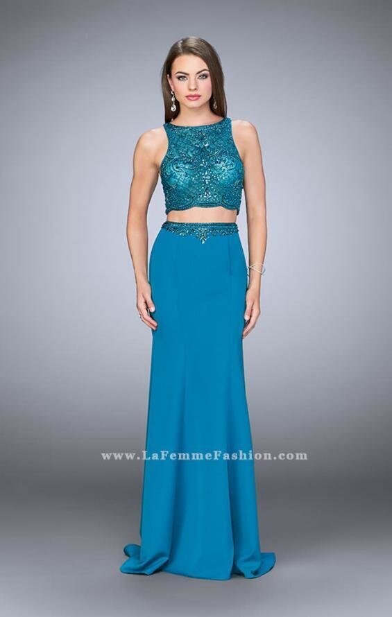 La Femme Dress 23907 Teal Size 8