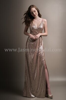 Belsoie by Jasmine Bridesmaid Dress L194008 Light Gold Size 14