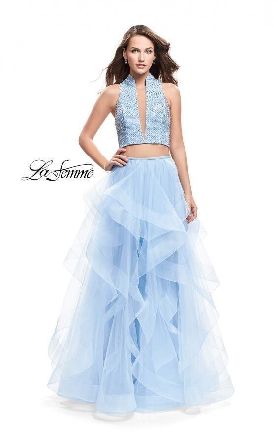La Femme Dress 26240 Powder Blue Size 10
