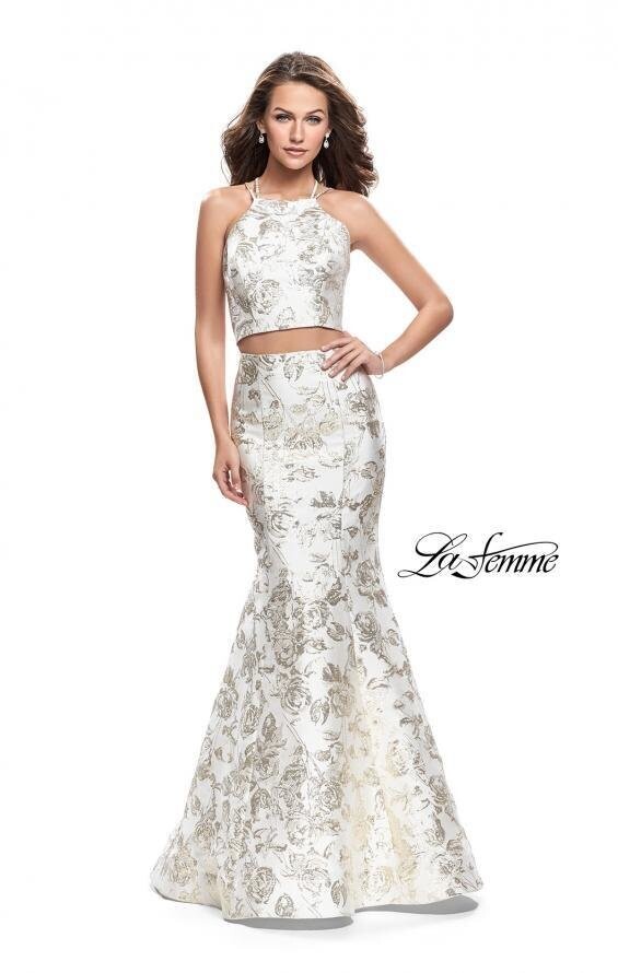 La Femme Dress 26202 White/Gold Size 8
