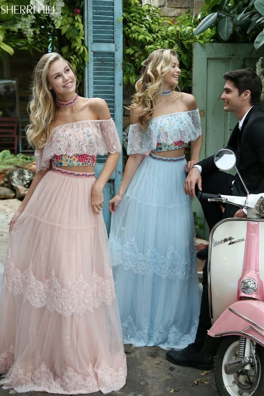 Sherri Hill Dress 51022 Light Blue/Multi Size 6,8
