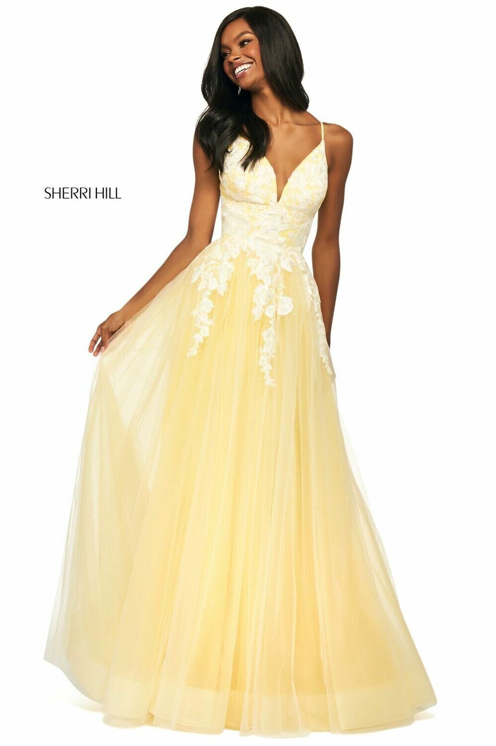 Sherri Hill Dress 53730 Light Yellow/Ivory Size 4