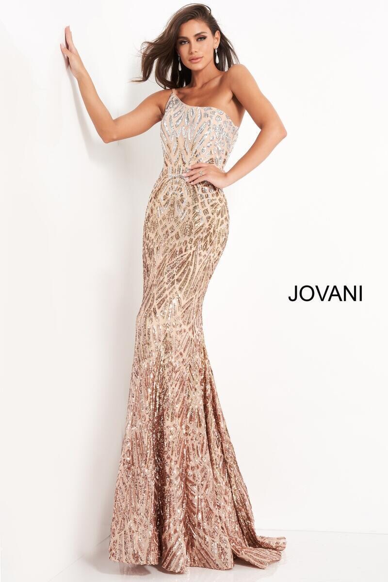 Jovani Dress 06469 Silver/Café Size 8