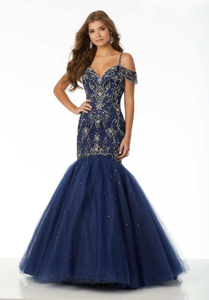Morilee Prom Dress 42031 Navy Size 6