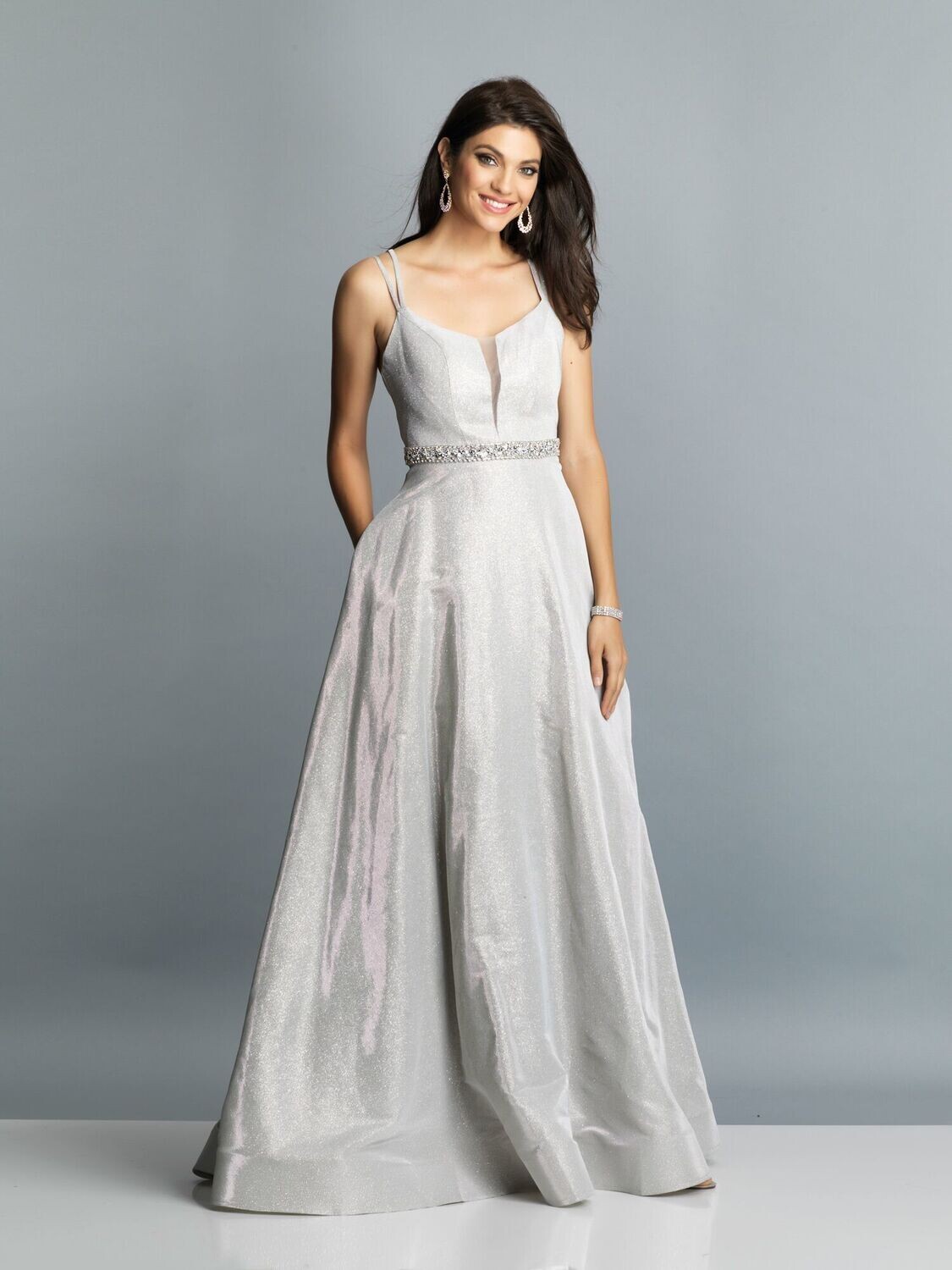 Dave &amp; Johnny Dress 7854 Silver Size 6