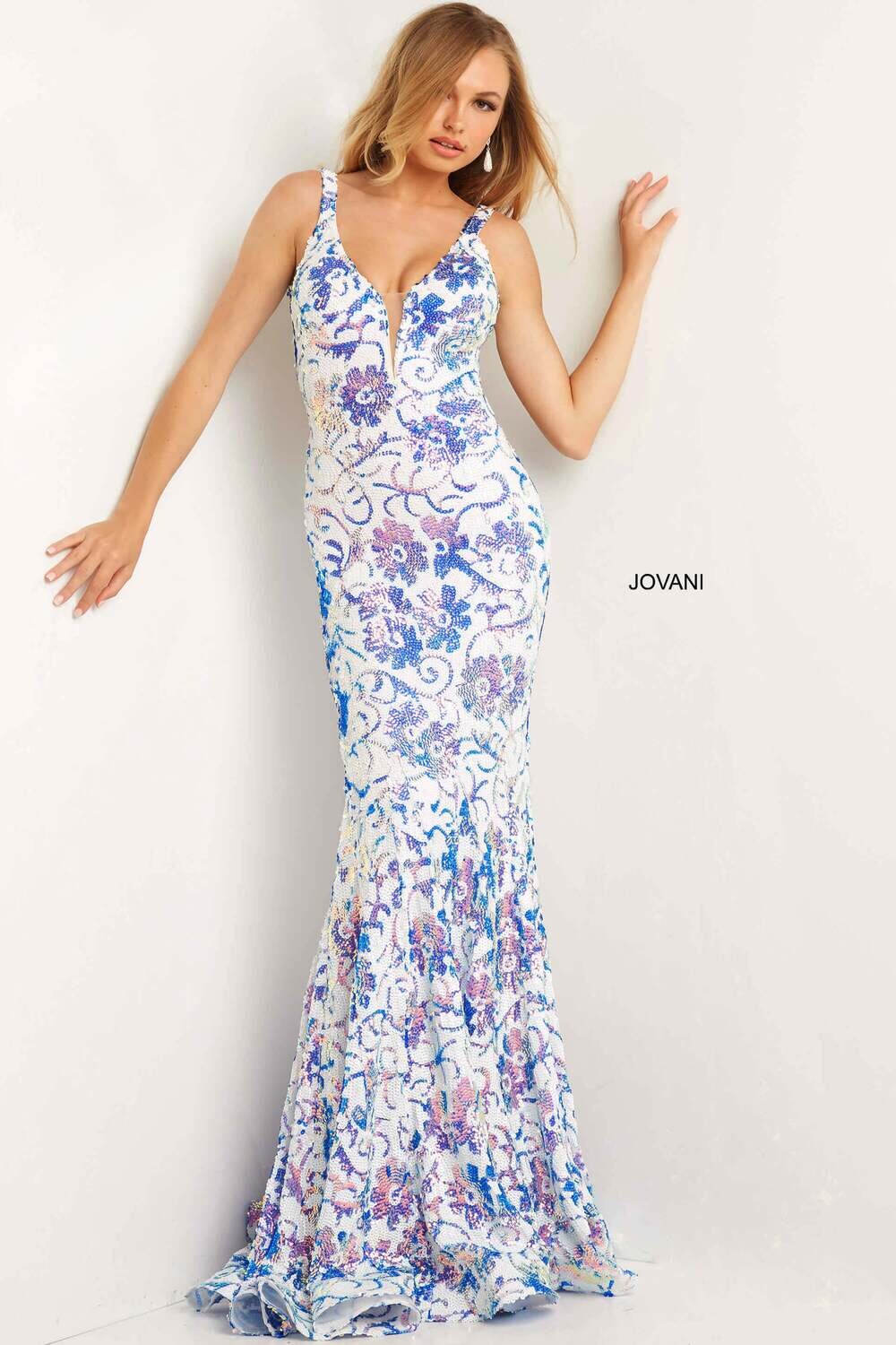 Jovani Dress 08257 Ivory/Purple Size 6