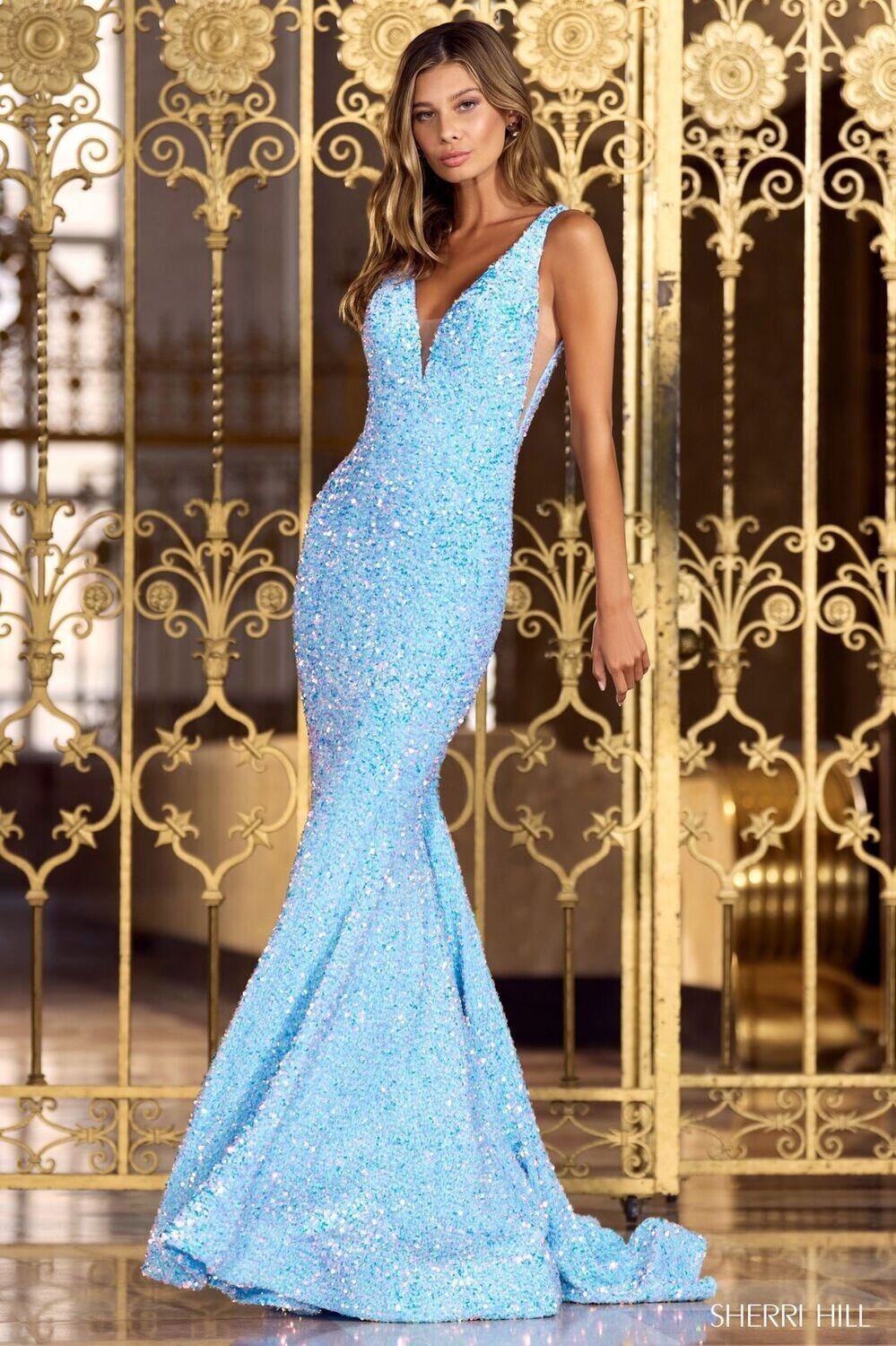 Sherri Hill Dress 55084 Light Blue Size 12