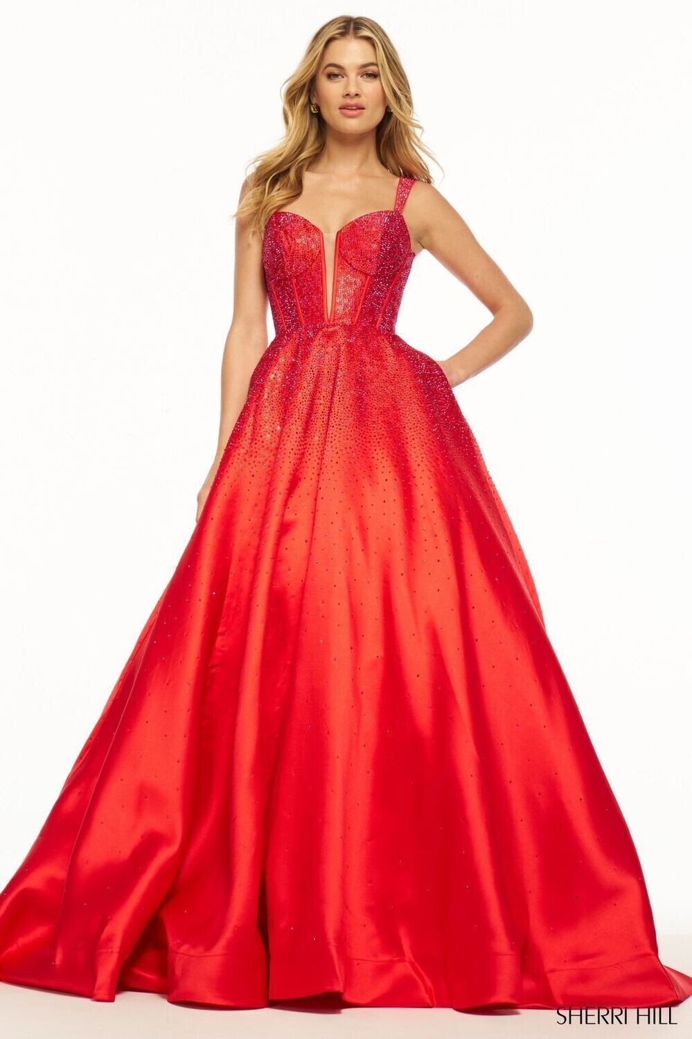 Sherri Hill Dress 56106 Navy Size 14