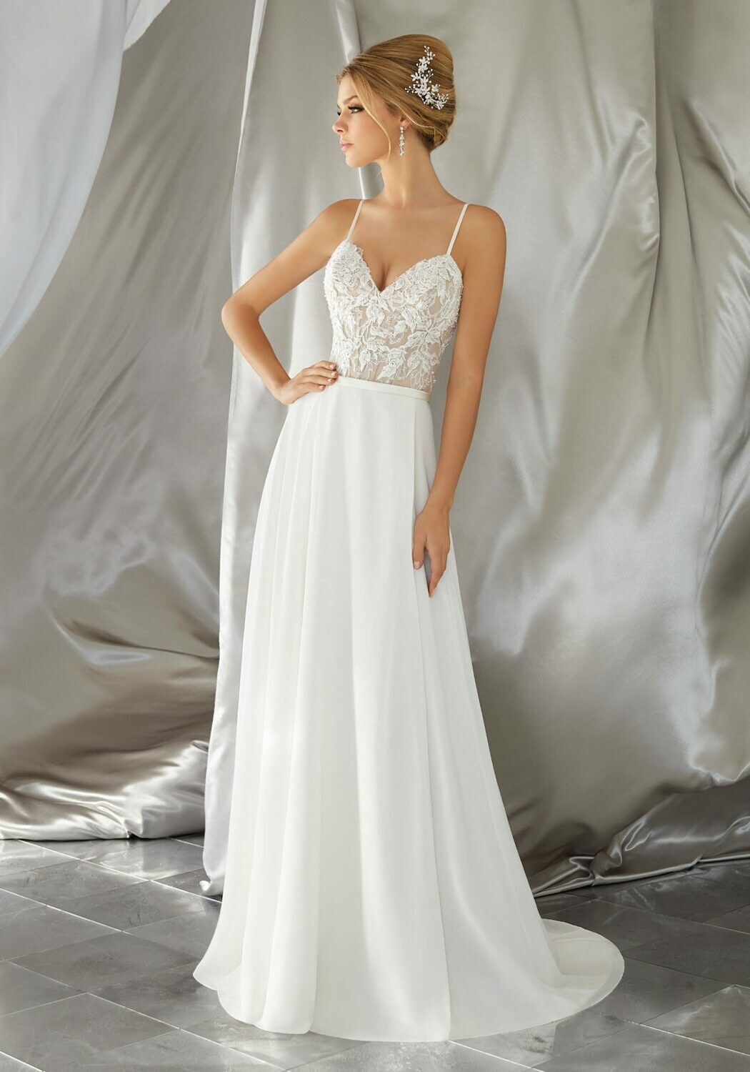 Morilee Dress 6861 Mina Ivory/Nude Size 8