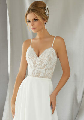 Morilee Dress 6861 Mina Ivory/Nude Size 8