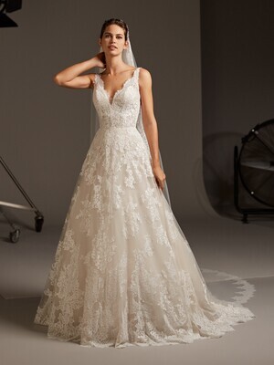Pronovias Dress Orion Off White/Crystal Size 14