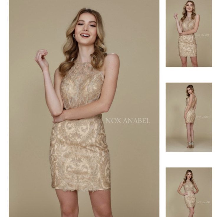 NOX Anabel Short Dress A612 Gold Size M (6-8)