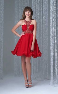 Madison James Short Dress 16335 Red Size 10
