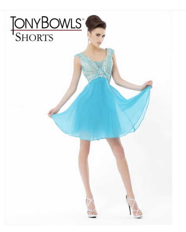 Tony Bowls Short Dress 11584 Blue  Size 10