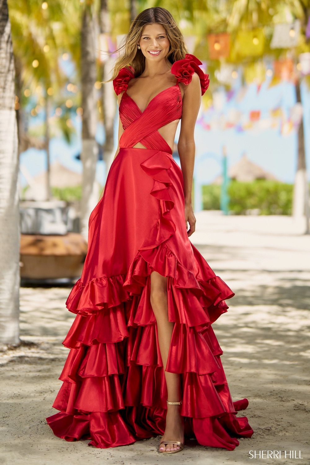 Sherri Hill Dress 56057 Gold Size 2
