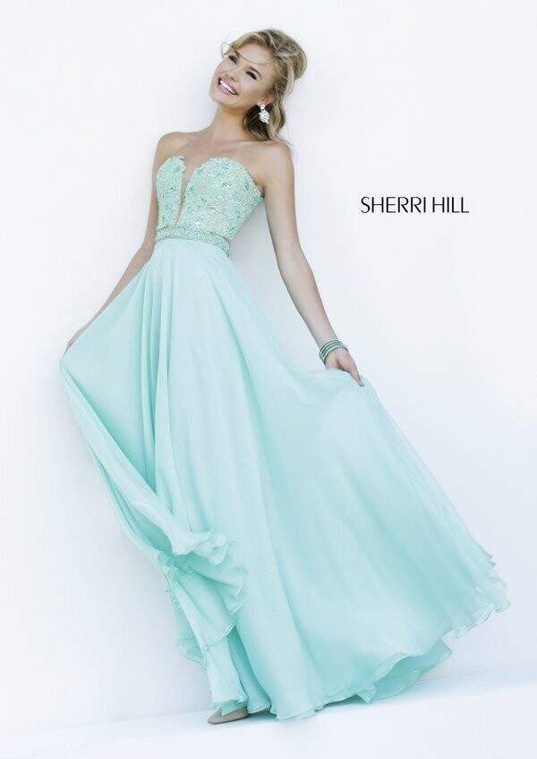 Sherri Hill Dress 32180 Light Green/Nude Size 4