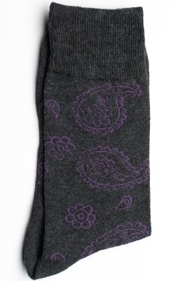 Men's paisley grey dress socks size 9-12