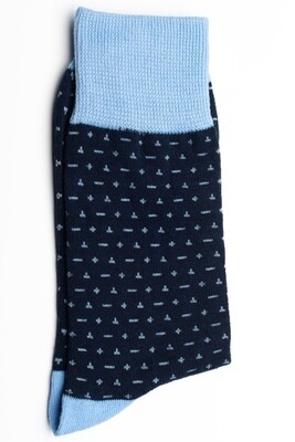 Men's navy dotted dress socks  size 9-12