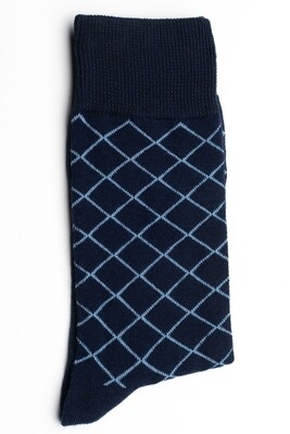 Men's navy diamond dress socks size 9-12